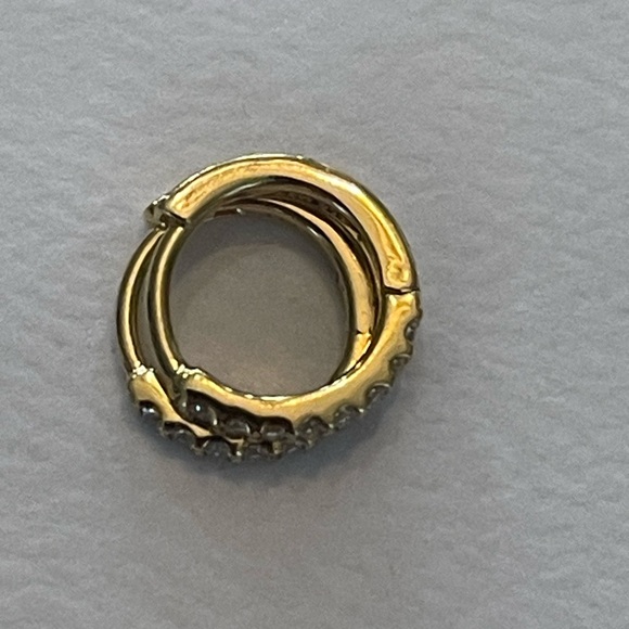 New Authentic Pandora Sparkling Huggie Hoop Earrings 14k gold plated ss & cz - Picture 11 of 13